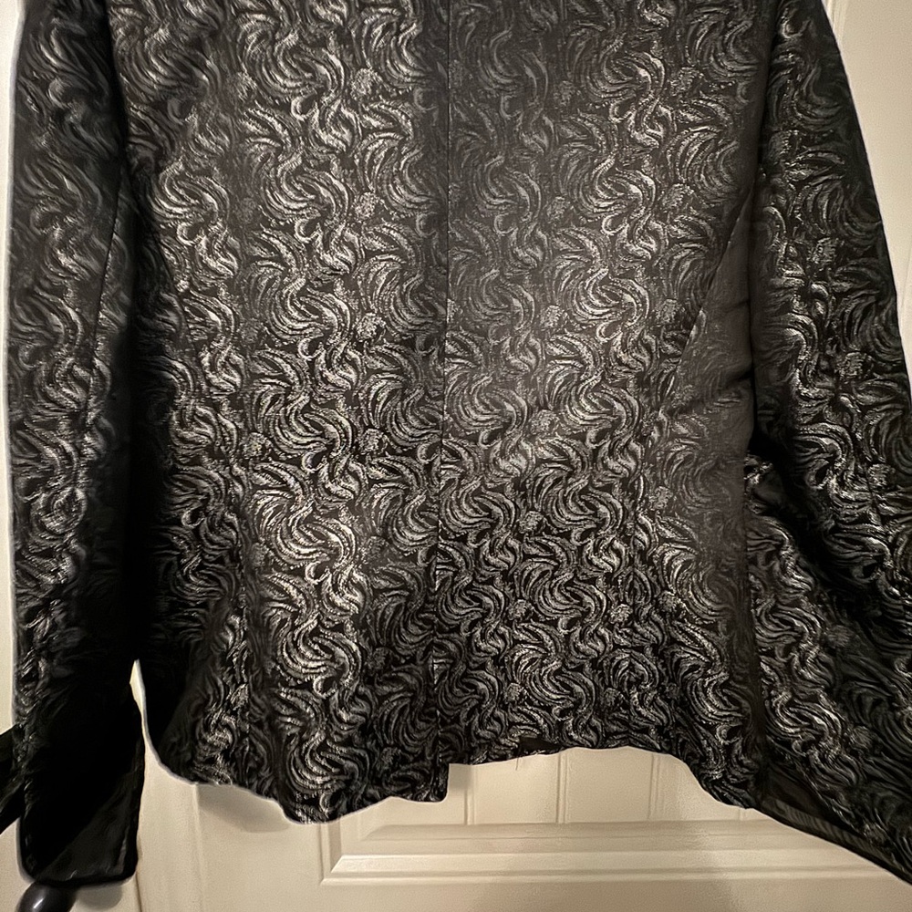 Le Suit Women’s Blazer Jacket silver floral print single breastedSize 10 petite - Picture 9 of 10